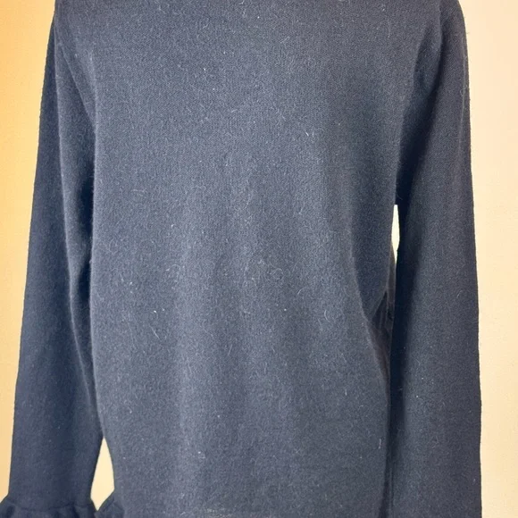 MFH Knits Women’s XL Alpaca Wool Blend Black Ruffle Hem Sweater - Picture 3 of 7